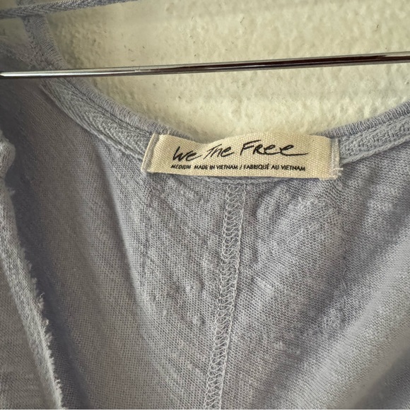 Free People Oversized Over U Tee NEW Medium Blue Moon Linen Blend Grunge Cropped - Picture 8 of 12